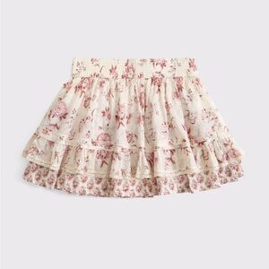 A&F High Rise Lace-Trim Ruffle Mini Skort XS